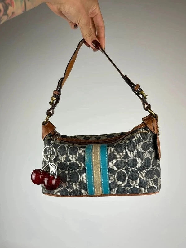 Coach Sufflette Signature Denim Stripe Shoulder Bag 7041