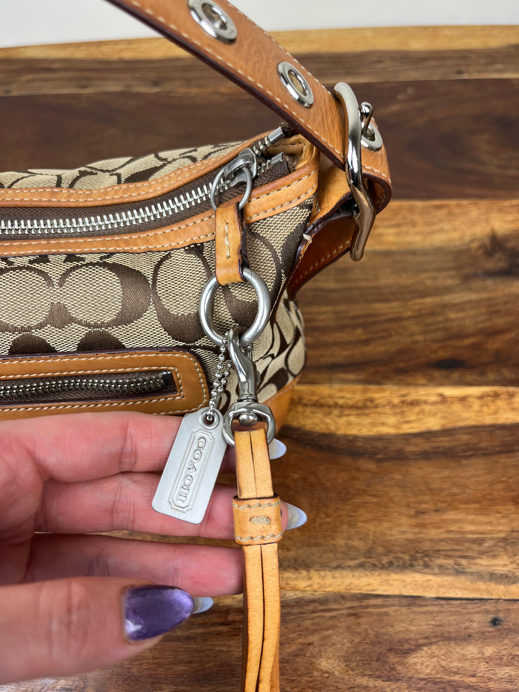 Coach East West Duffle Shoulder Bag - Model 9363 With Cherry Charm